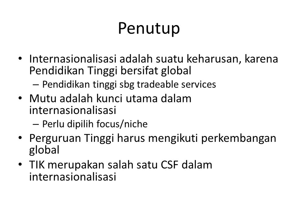 Internasionalisasi Perguruan Tinggi di Indonesia: Tantangan dan Peluang